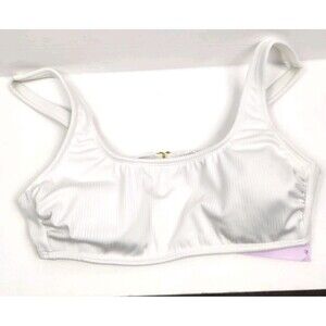 Wild Fable White Ribbed Bralette Bikini Top - Women's Size L